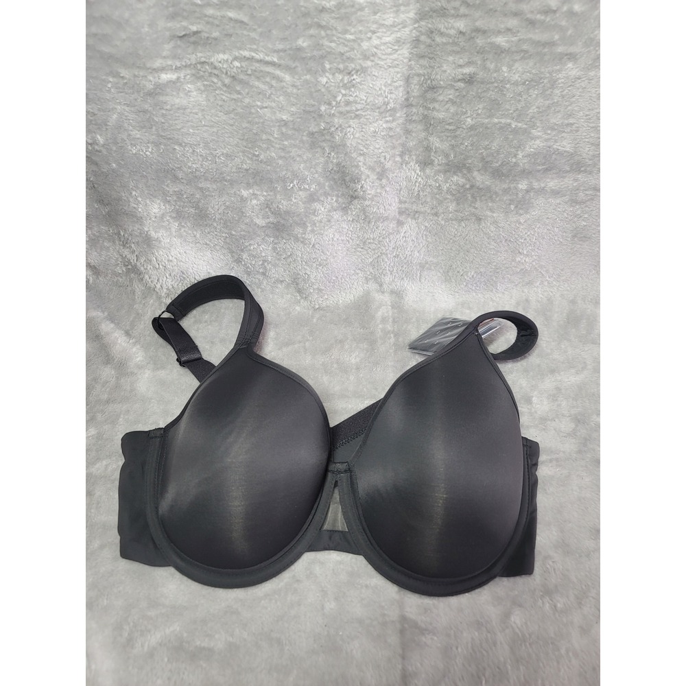 Underoutfit 1235 Black Lightly Lined Full Coverage Underwire Bra 36C Satin NWT